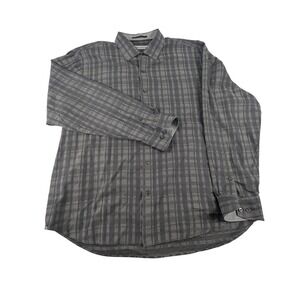 Tommy Bahama Mens XL Grey Tonal Plaid Cotton Silk Blend Button Up Shirt T323617